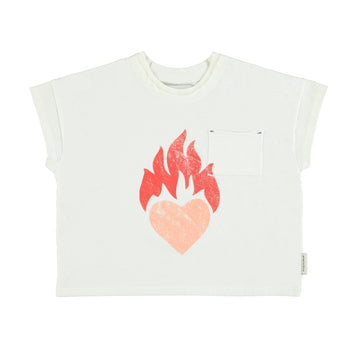 T-shirt - ecru met hart print